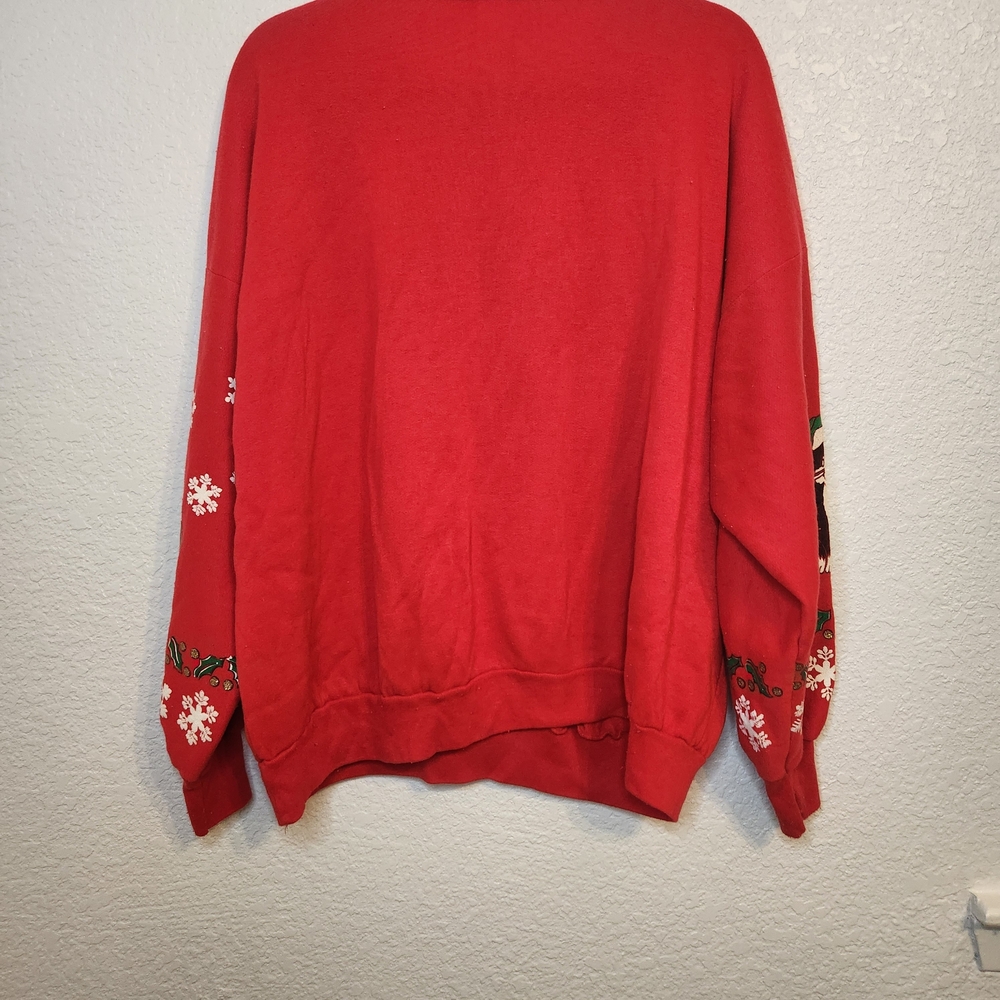 Vintage 1990 Nut Cracker Kitten Sweater Christmas Red Holiday Sweatshirts 42 - Picture 12 of 15